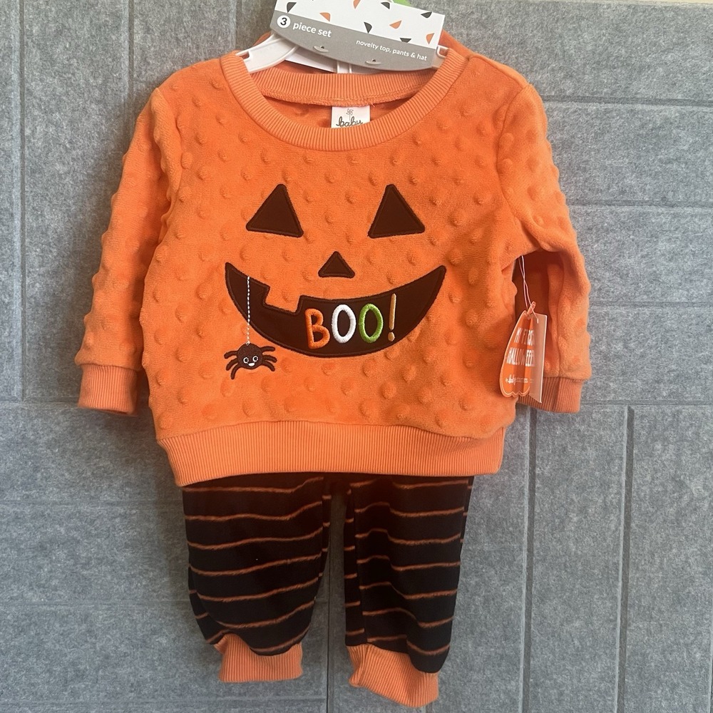Baby Starters Shirt Pants Hat 3 Piece Set My First Halloween Long Sleeve 6M - Picture 1 of 8